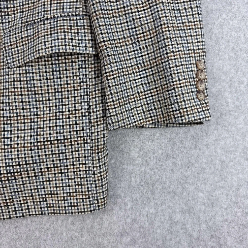 Jos A Bank Blazer Mens 46R Brown Check Silk Wool Tweed Sport Coat Jacket Classic